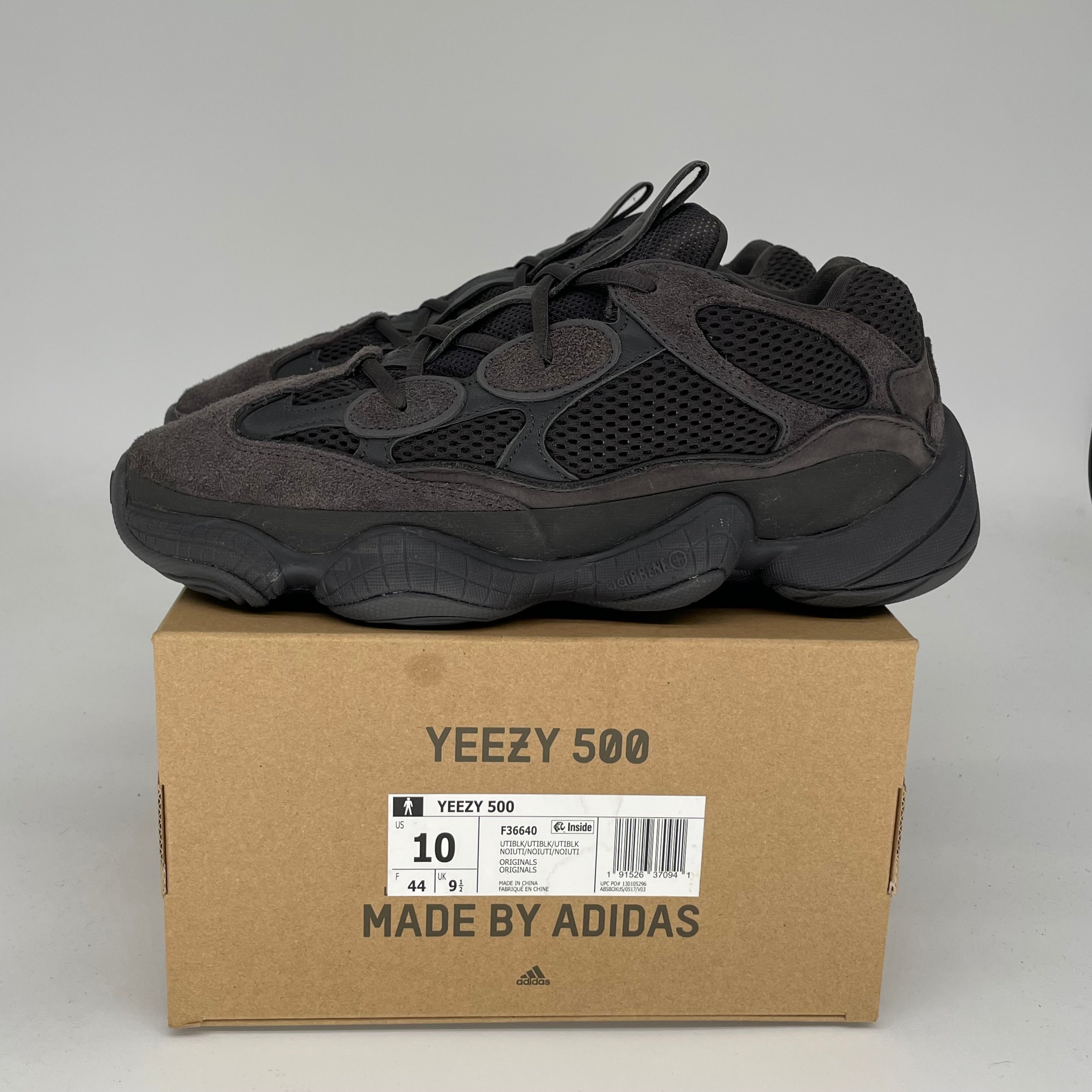 Adidas Yeezy 500 Utility Black Men's Sneakers - Size 10 (F36640) | Comfortable Running Shoes for Casual Wear & Street Style Fashion