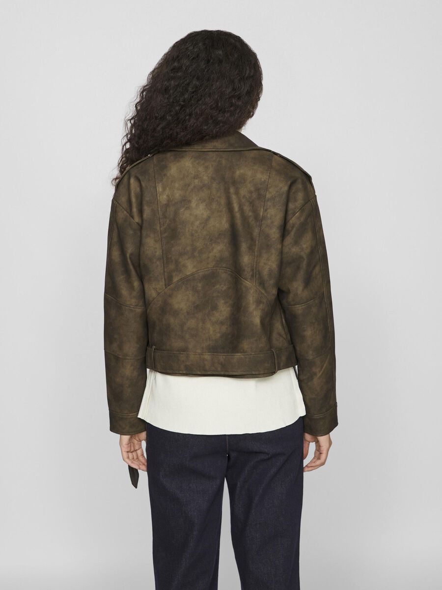 Fiona Brown Patina Washed Biker Jacket for Women - Vintage Motorcycle Leather Jacket for Riding, Casual Outfits & Street Style Fashion