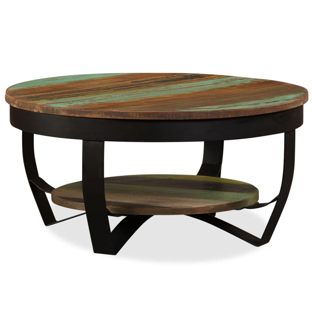YEZIYIYFOB Solid Reclaimed Wood Side Table - Double Shelf End Table, Coffee Table & Sofa Accent Table with Storage for Living Room - 25.6