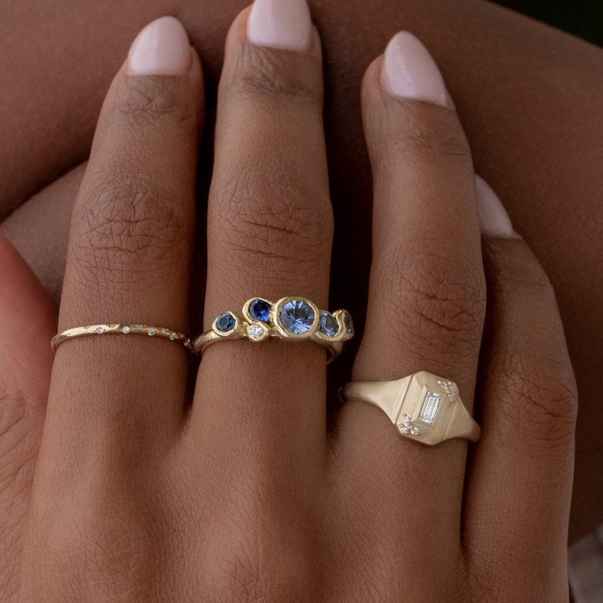 Ocean Sapphires Seaweed Ring - Elegant Sterling Silver Seaweed Design Ring for Women - Perfect for Beach Weddings, Boho Fashion & Everyday Wear
