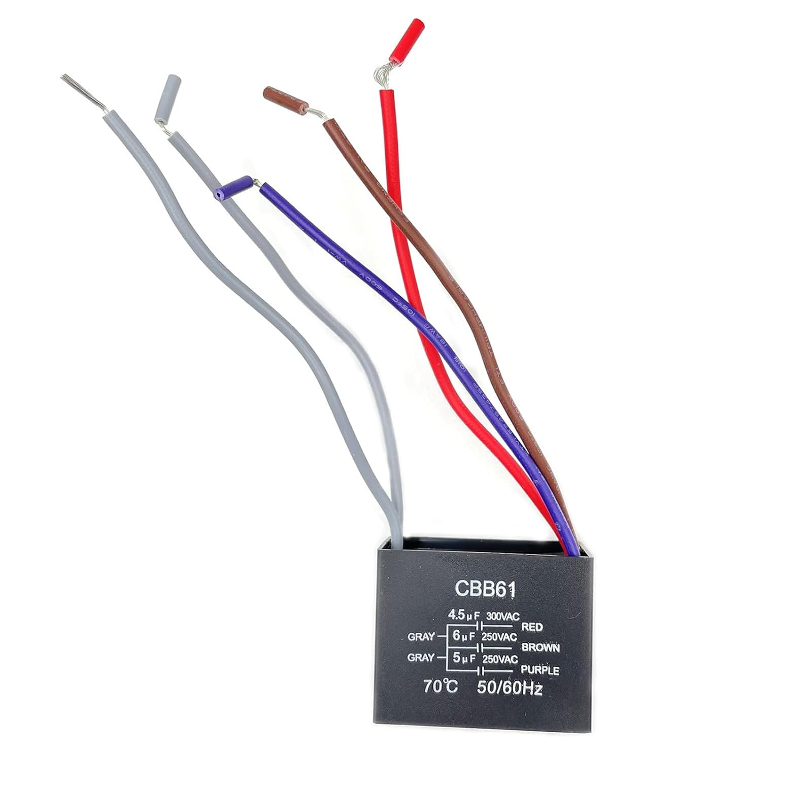 High-Quality CBB61 Ceiling Fan Capacitor 4.5uf + 6uf + 5uf 5-Wire 250V & 3-Speed 4-Wire Pull Chain Switch with Light Control - Perfect for Home, Office, and Bedroom Ceiling Fan Repairs and Upgrades