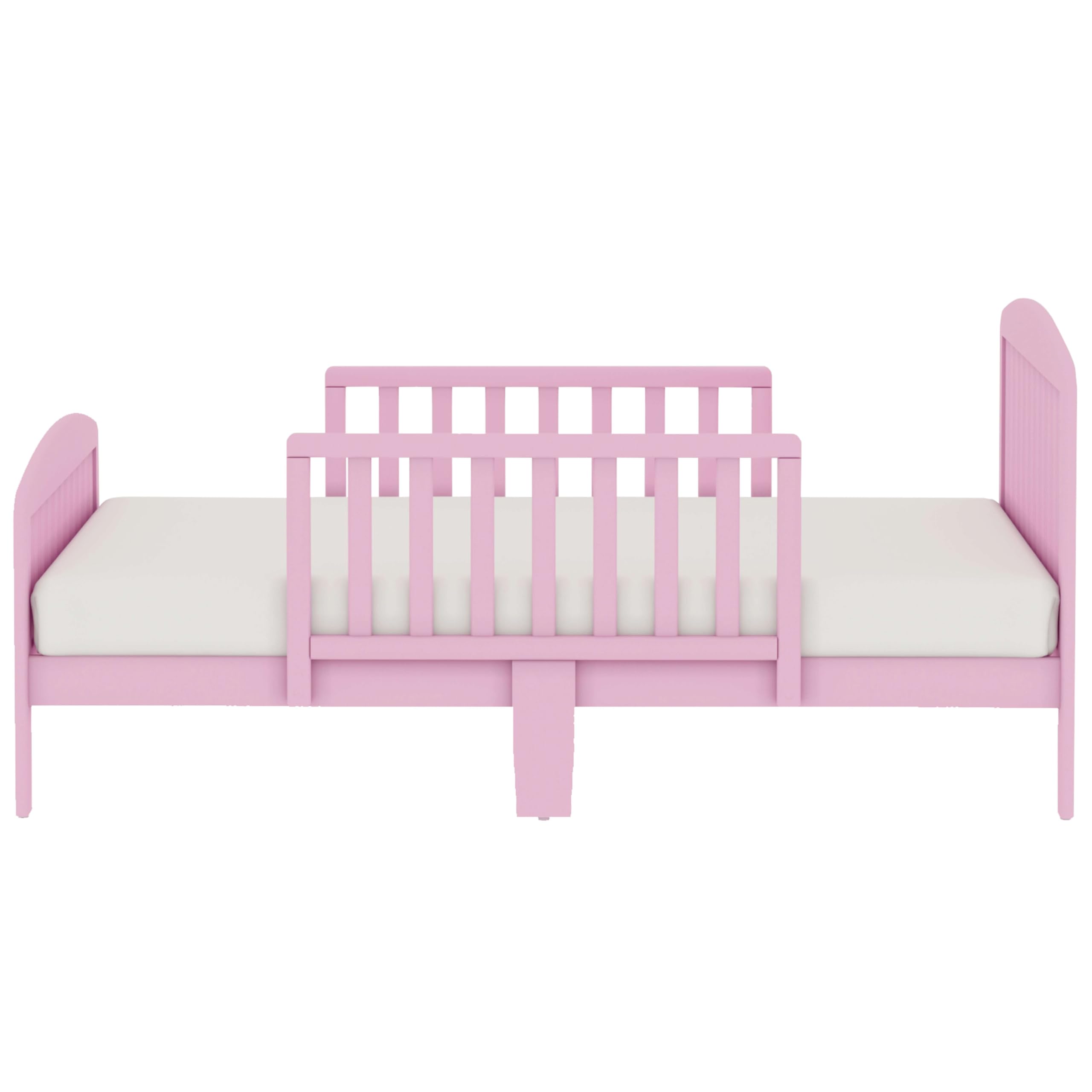 Harrisburg Toddler Bed - Solid Wood Modern Transitional Kids Bed with Side Rails & 2 Safety Guards | Fits Crib Mattress | Low Profile Design for Nursery & Children's Bedroom (Pink) - Perfect for Safe Sleep Transition from Crib to Big Kid Bed