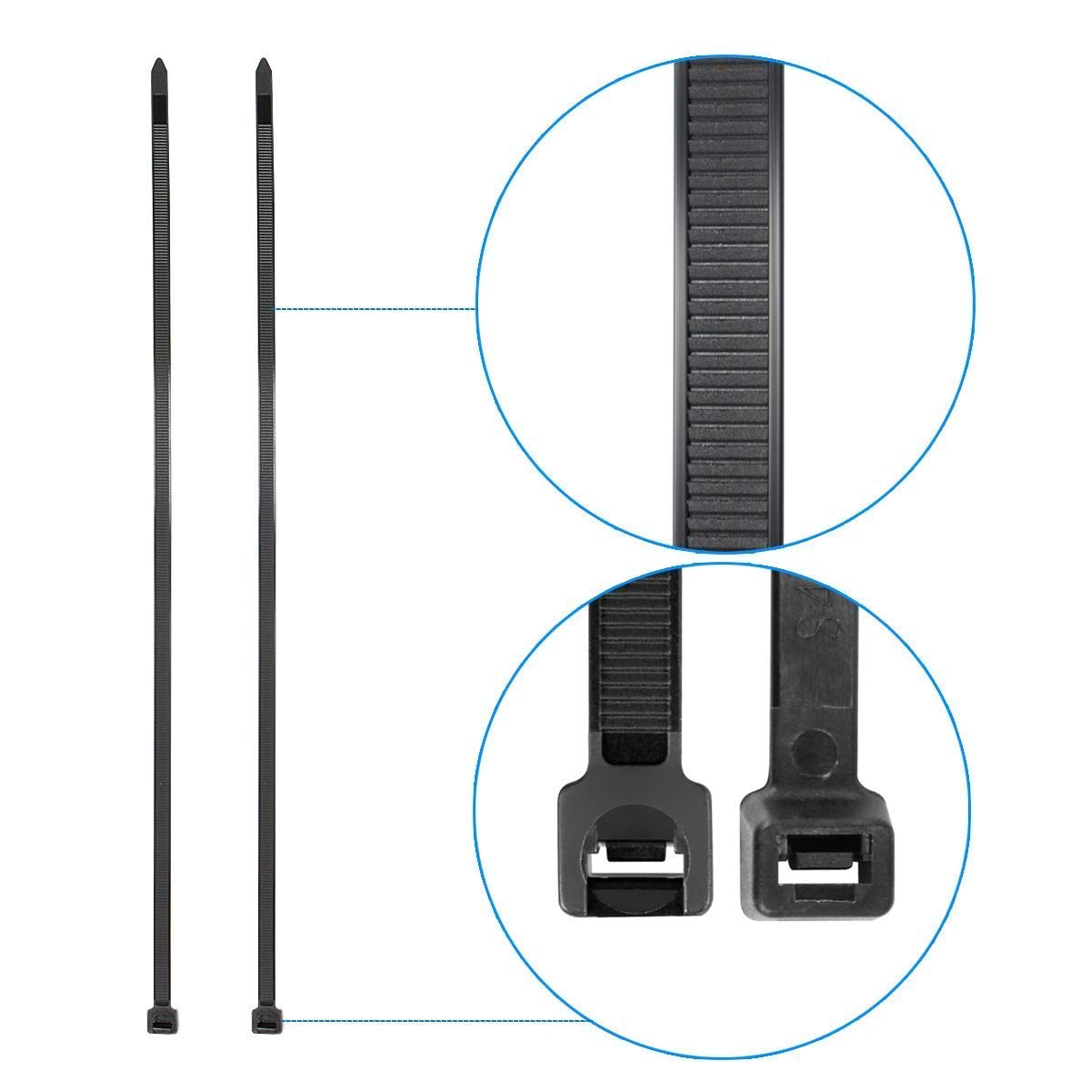Super Strong 6-Inch Self-Locking Cable Ties - 40 lbs Tensile Strength, Industrial Grade Wire Ties (100 Black + 100 White) - Perfect for Home Organization, Electronics Wiring & Outdoor Use