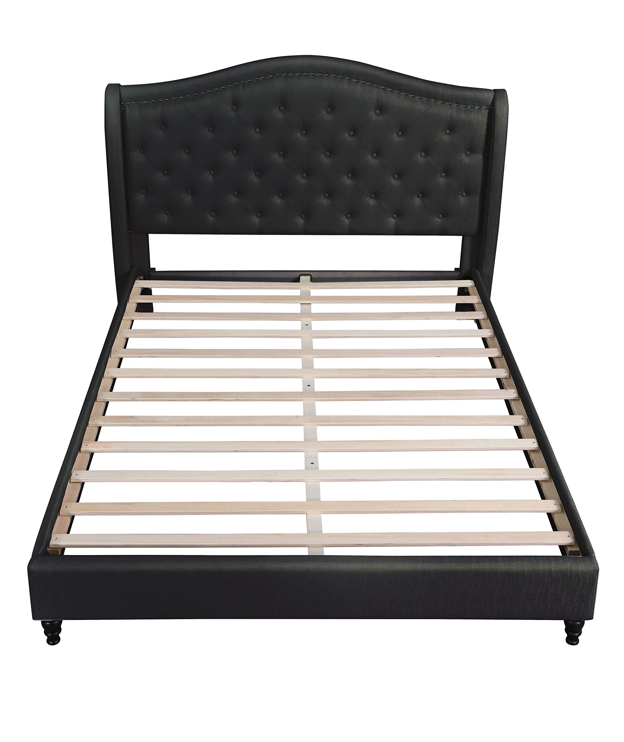 Best Sophie Upholstered Tufted Platform Bed Frame - King Size, Black - Modern Bedroom Furniture for Master Suite & Guest Room