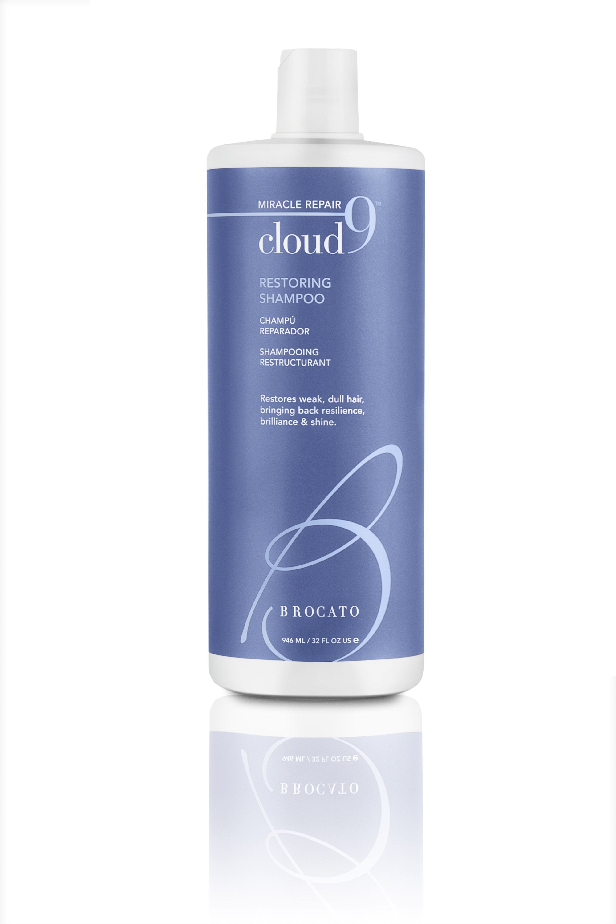 BROCATO CLOUD 9 Repair Shampoo 32 oz - Hydrating & Nourishing Hair Treatment for Damaged Hair | Salon Quality for Dry, Frizzy & Color-Treated Hair | Perfect for Daily Use & Professional Styling
