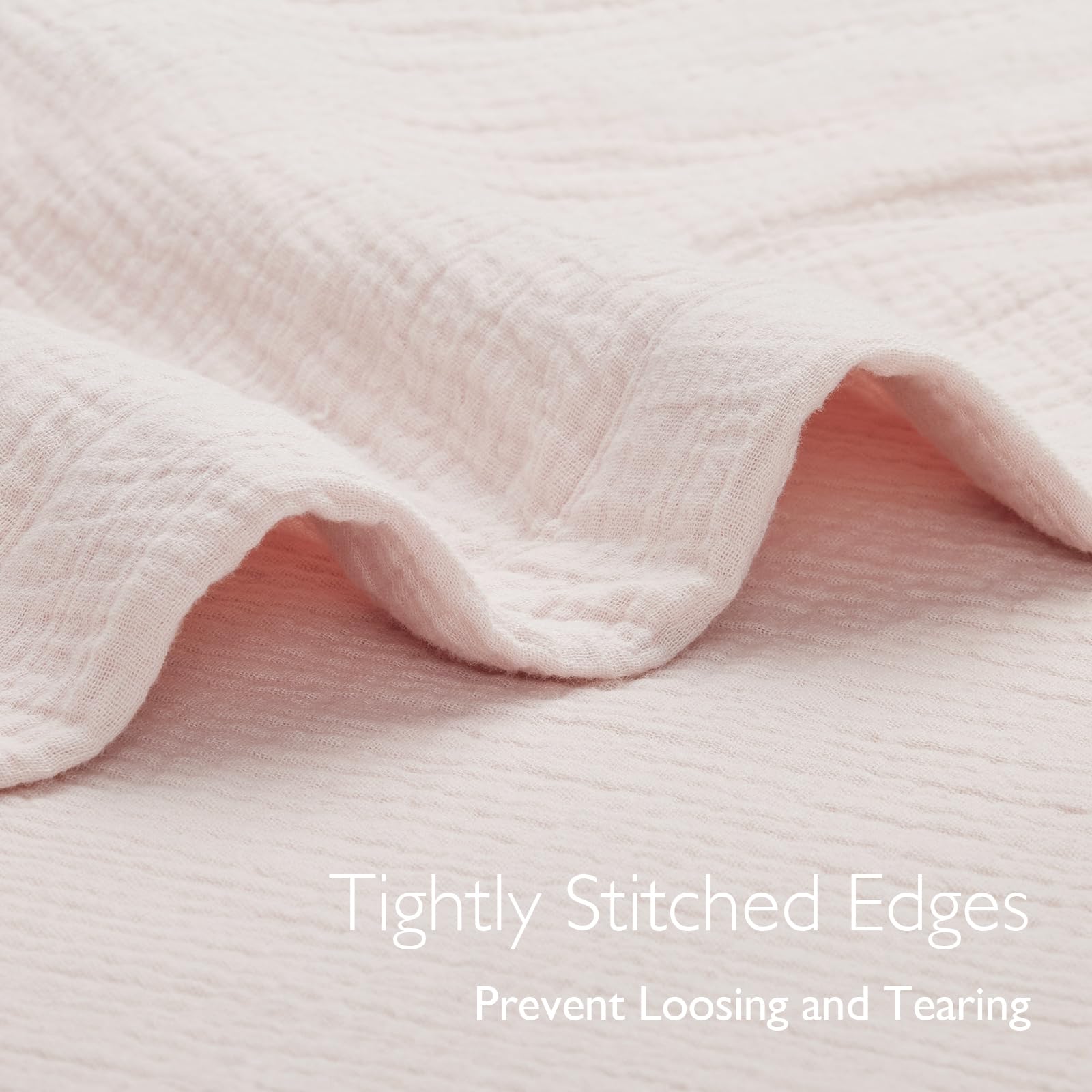 Momcozy Muslin Quilt Blanket - Soft, Breathable 100% Natural Cotton Baby Blanket for Crib, Bassinet & Toddler Bed (47''x47'') - Gender Neutral Nursery Blanket, 4-Layer Swaddle & Receiving Blanket in Blush - Perfect for Swaddling, Nursing & Playtime