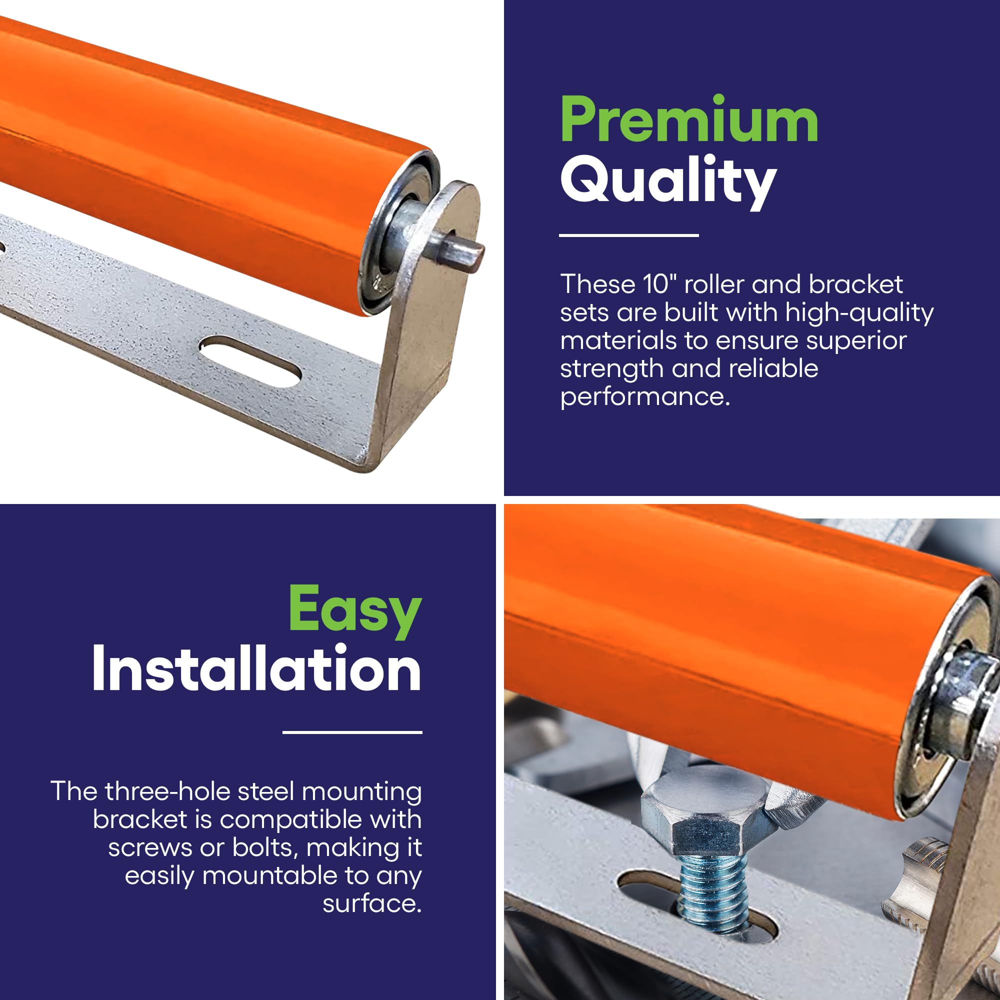 Ultimation 2 Pack Polyurethane Coated Conveyor Rollers with Bracket - 1.5