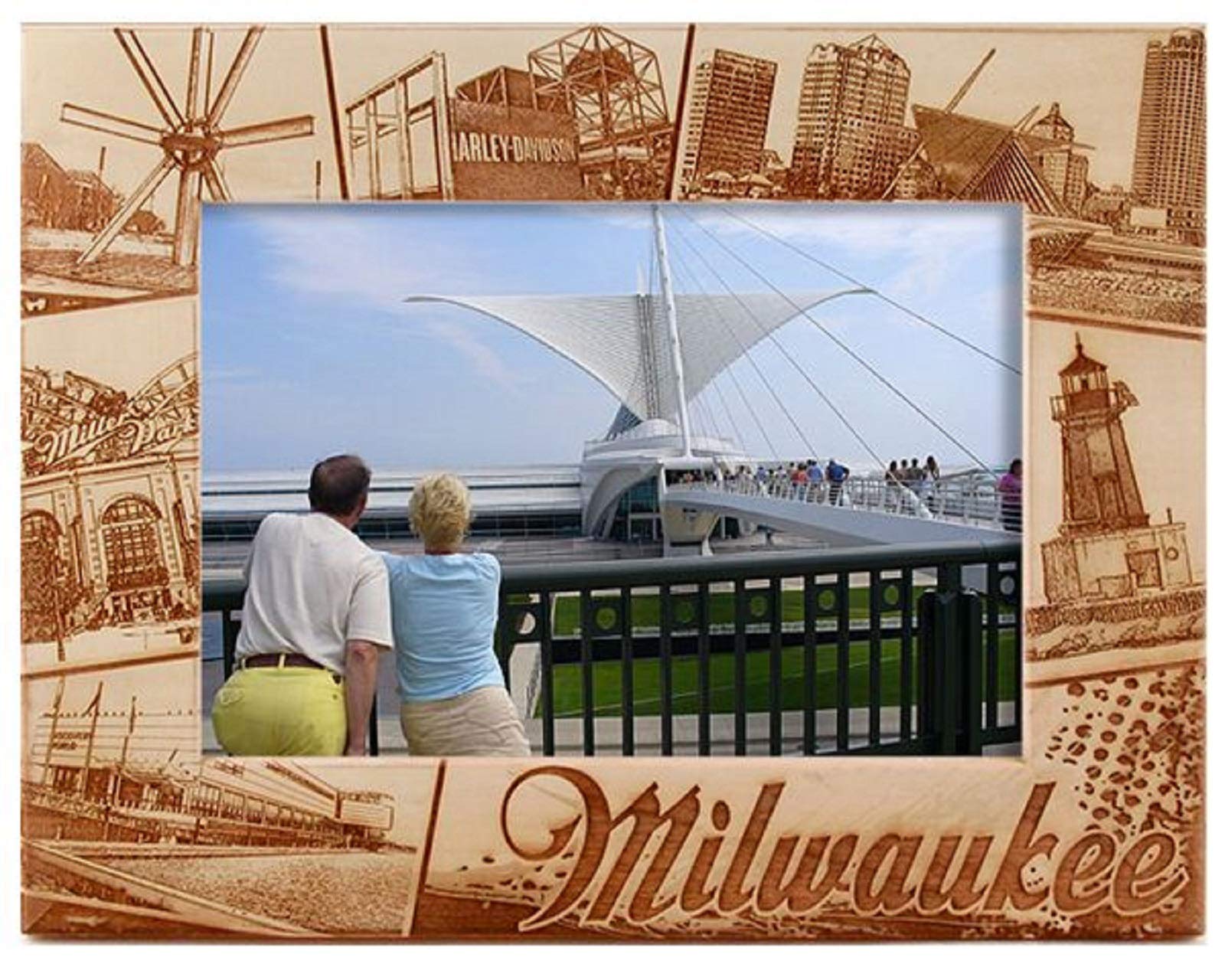 Milwaukee Wisconsin Laser Engraved Wood Picture Frame 5x7 Inches - Perfect for Family Photos, Wedding Memories & Home Decor
