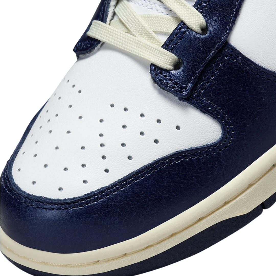 Nike Women's Dunk Low Premium Vintage Navy Sneakers - Retro Basketball Shoes for Women - Casual Streetwear & Gym Workout Fashion
