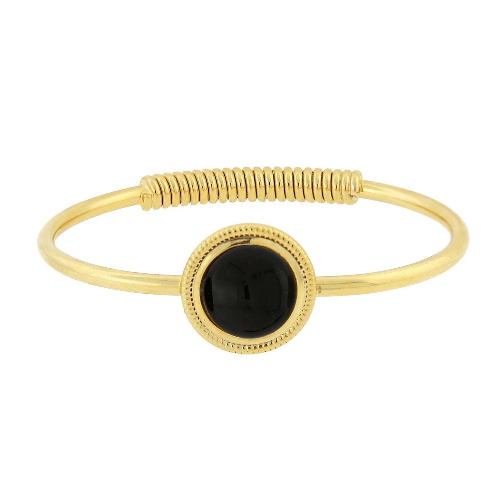 14K Gold Dipped Gemstone Spring Hinge Bracelet for Women - Elegant 1928 Jewelry Collection - Perfect for Weddings, Parties & Everyday Wear