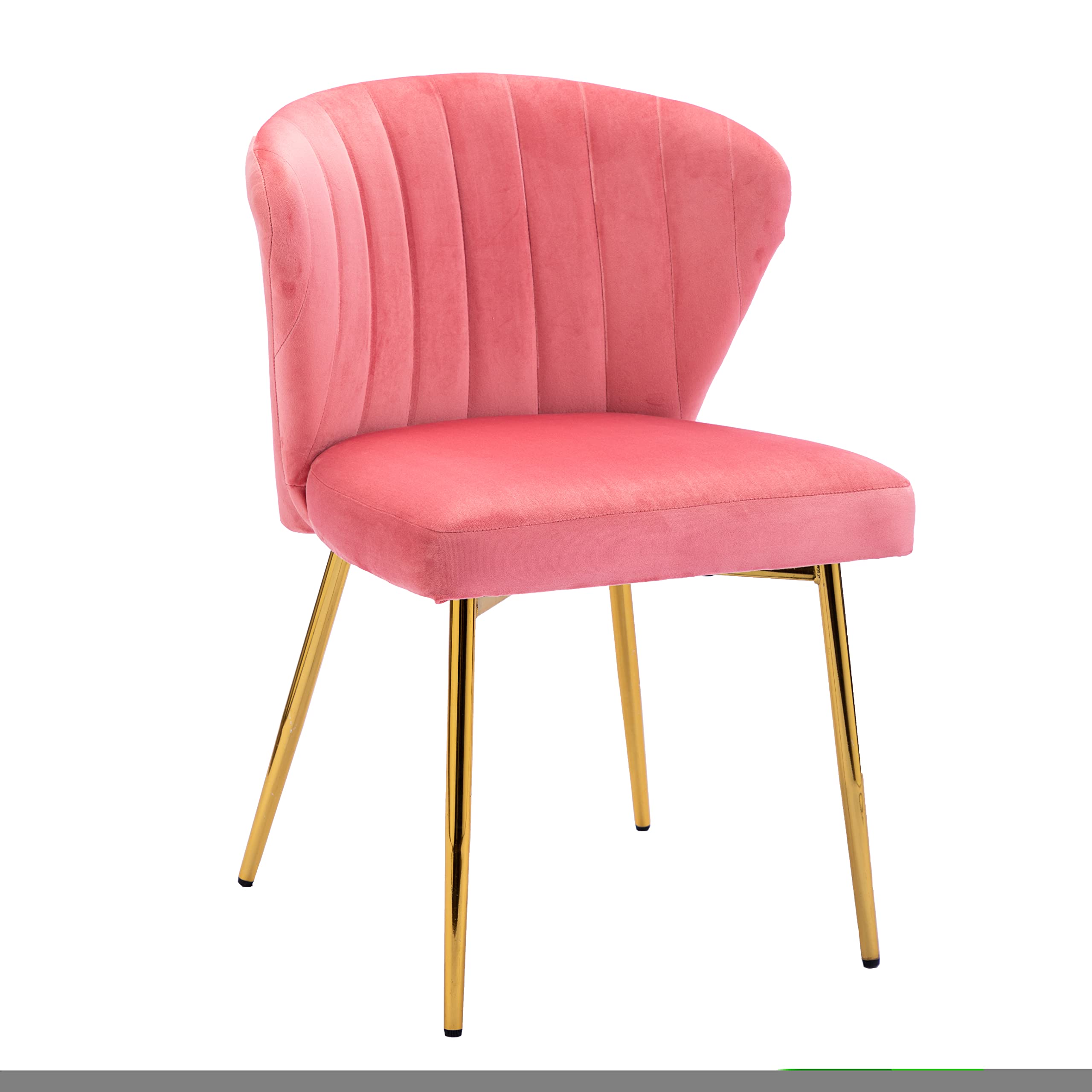 ZOBIDO Set of 2 Glam Velvet Accent Chairs with Golden Metal Legs & Tufted Back - Modern Dining Room Side Chairs for Living Room, Bedroom, Beauty Salon or Dining Area (Peach Pink) - Perfect for Home Decor, Lounge Seating and Elegant Interior Design