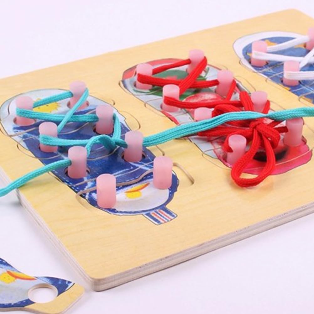 Wooden Lacing Shoe Toy - Learn to Tie Shoelaces Educational Kit for Kids | Montessori Toddler Learning Toy for Fine Motor Skills | Perfect for Preschool, Daycare & Homeschooling Activities