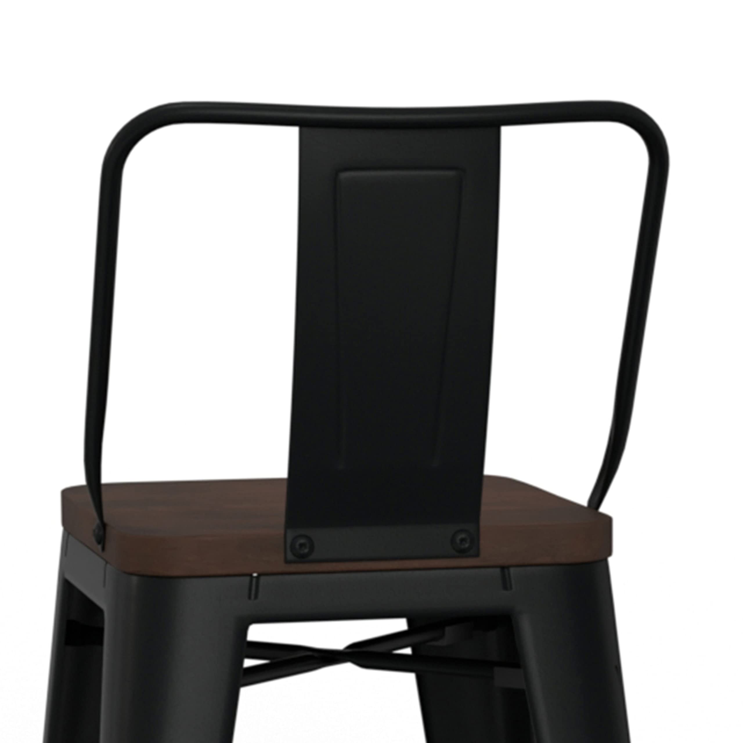 SIMPLIHOME Rayne Industrial Metal 24 Inch Counter Height Bar Stools (Set of 2) - Black Metal & Wood Stools for Kitchen Island, Breakfast Nook & Dining Room - Modern Farmhouse & Industrial Style Bar Stools
