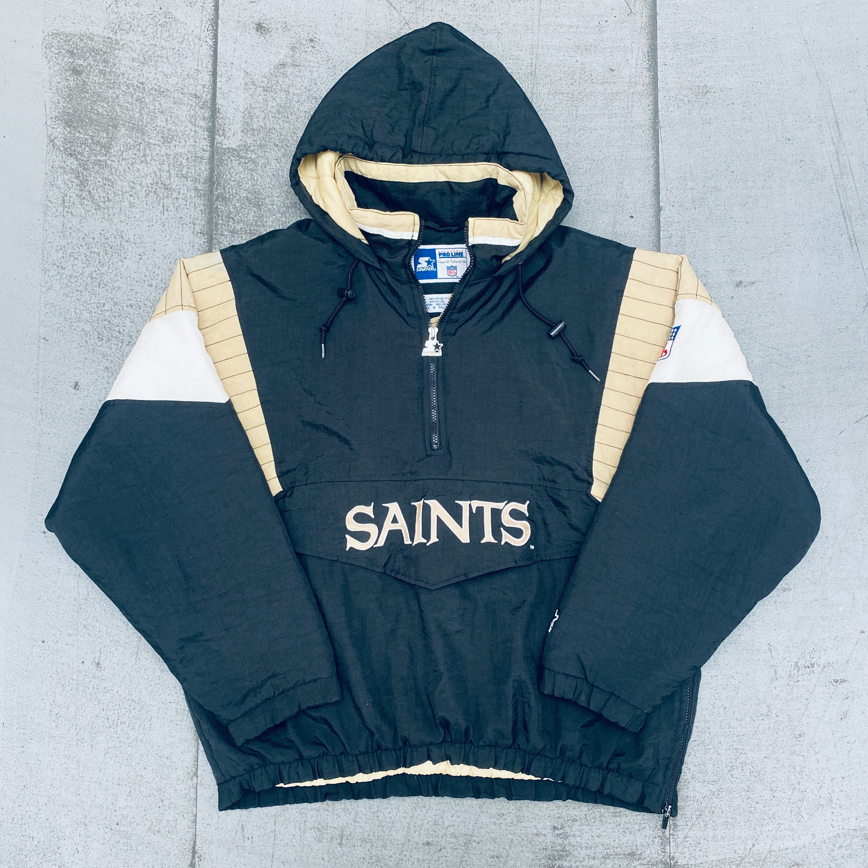 New Orleans Saints 1990s 1/4 Zip Proline Starter Breakaway Jacket - XL | Vintage NFL Football Pullover for Men | Perfect for Game Day, Tailgating & Saints Fan Collection