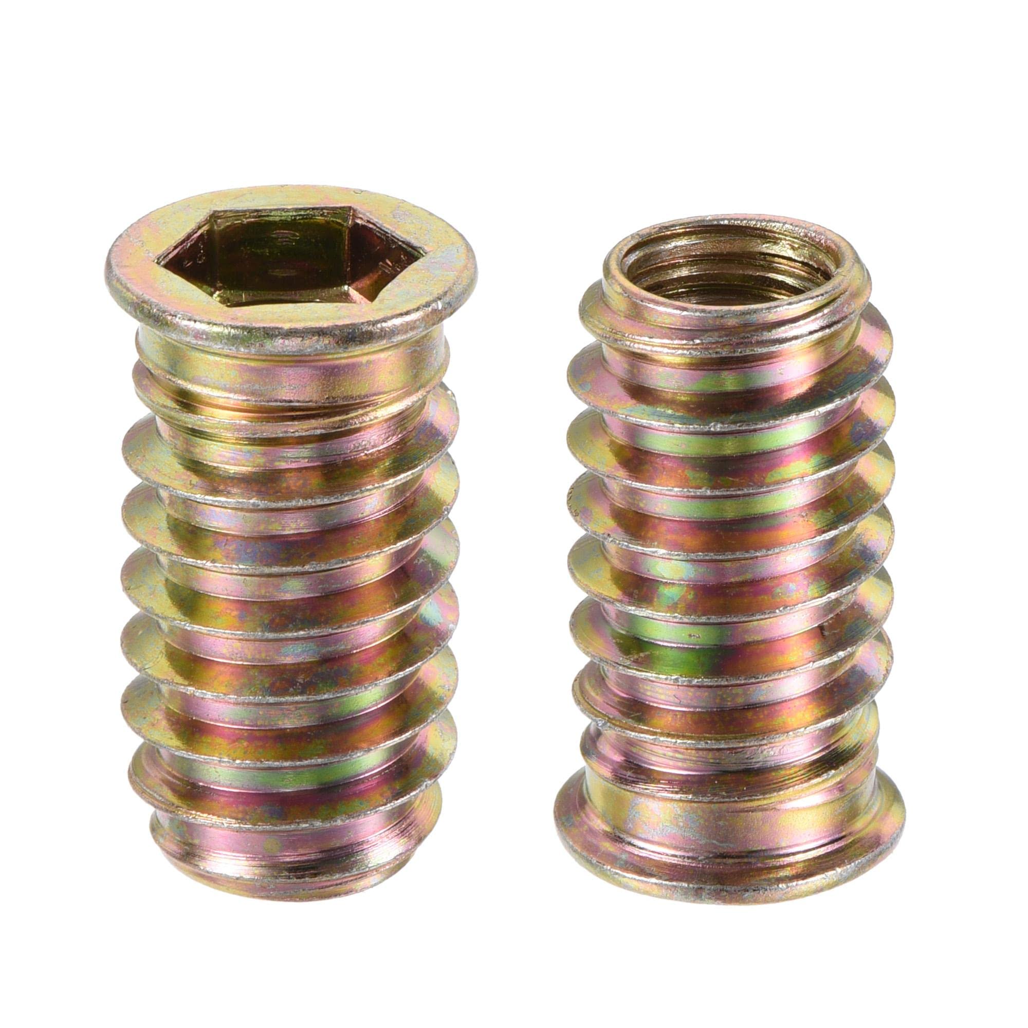 M10x30mm Insert Nuts & M10x100mm Hanger Bolts Set for Wood Furniture Assembly