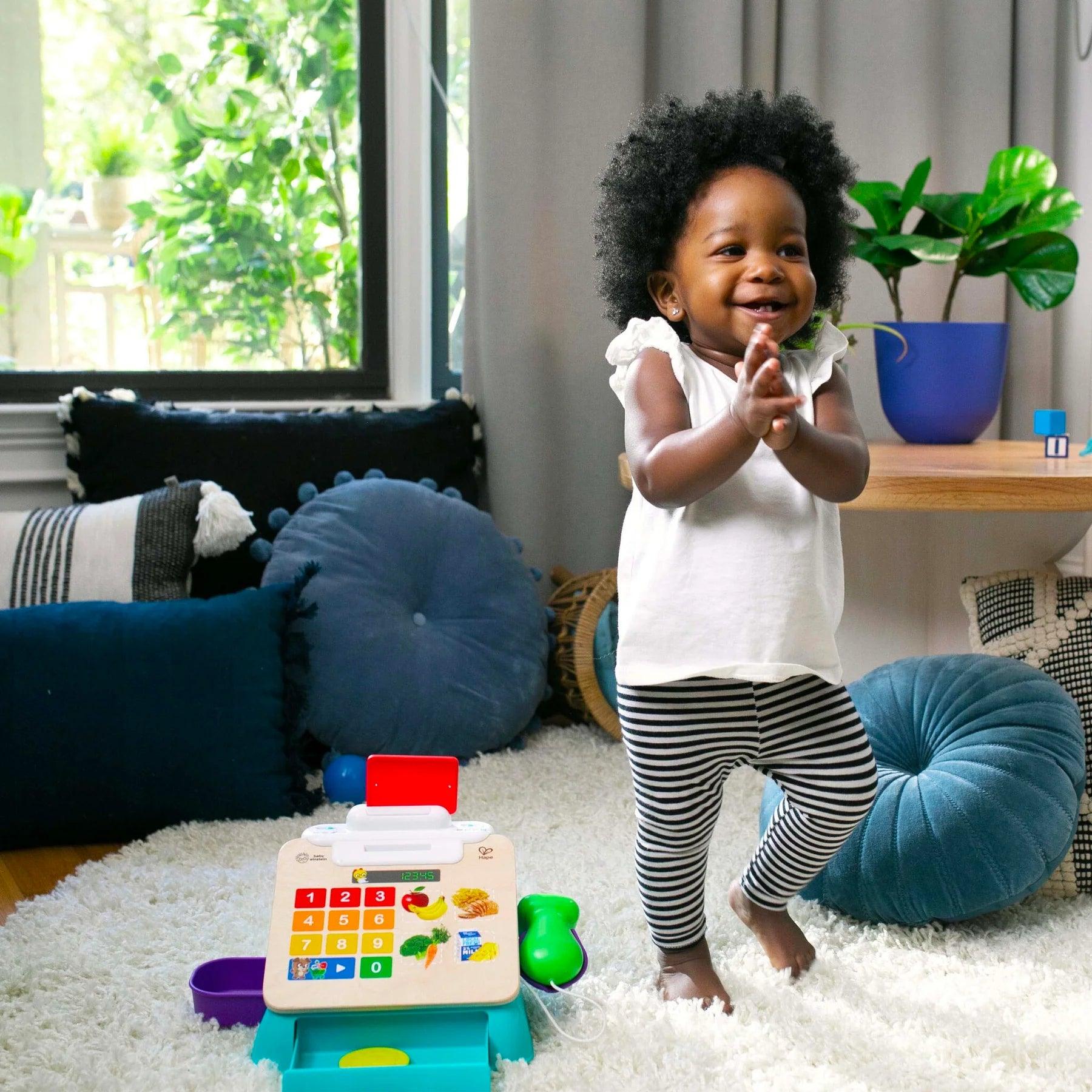 Baby Einstein HAPE Magic Touch Wooden Cash Register Toy - Pretend Play Shopping Set for Kids Ages 3+ | Perfect for Role Play, Math Learning & Imaginative Play at Home or Preschool