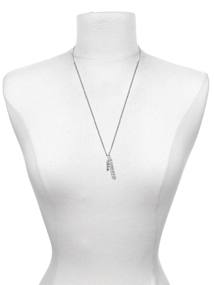 Military Silvertone Bar Necklace - Fearless Charm for Everyday Wear