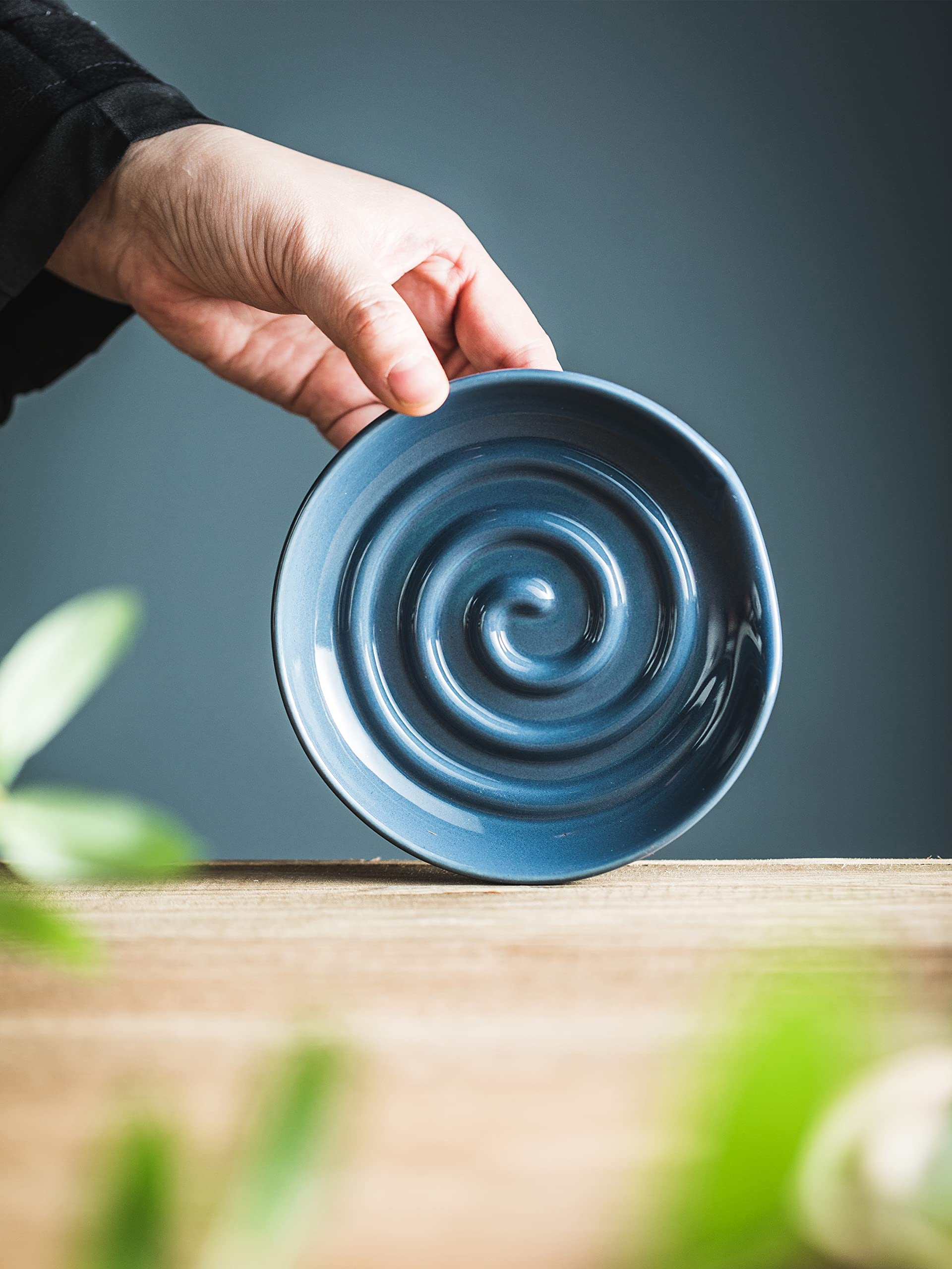 Ceramic Spoon Rest Holder for Kitchen Countertop - Dark Blue Stovetop Spoon Stand for Cooking, Coffee Bar & Dining Decor - Perfect for Stovetops, Countertops & Kitchen Organization