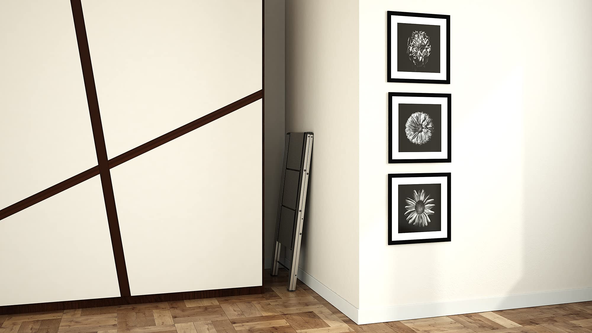 Colombo Leonardo 3 - Anodized Aluminum Step Ladder, 3 Steps, 150kg Max Load, Black - Perfect for Home, Garage & Workshop Use