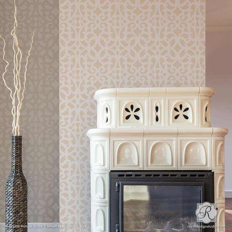 Mansion House Grille Trellis Wall Stencil - DIY Home Decor Stencil for Wall Painting, Furniture & Crafts - Perfect for Bedroom, Living Room & Garden Projects