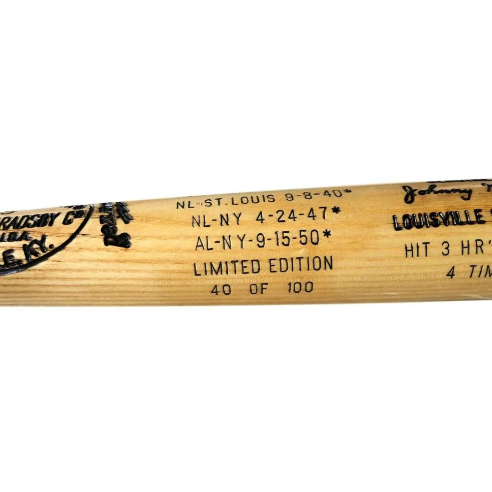 Johnny Mize Autographed St. Louis Cardinals Baseball Bat with Home Run Stat & COA - Limited Edition #D/100 - Perfect for Sports Memorabilia Collectors and Cardinals Fans Display