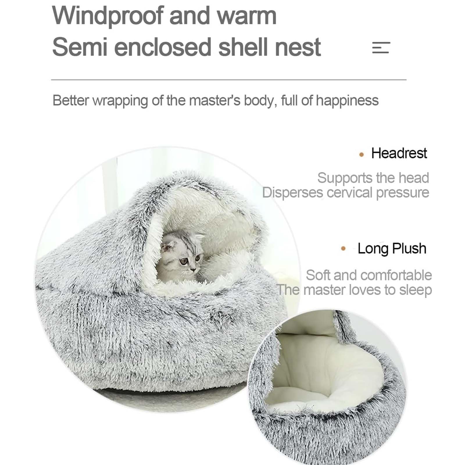 **Fluffy Plush Cat & Dog Bed - Large 24in Cozy Pet Nest for Small & Medium Cats & Dogs - Perfect for Indoor Lounging & Napping (Blue)**