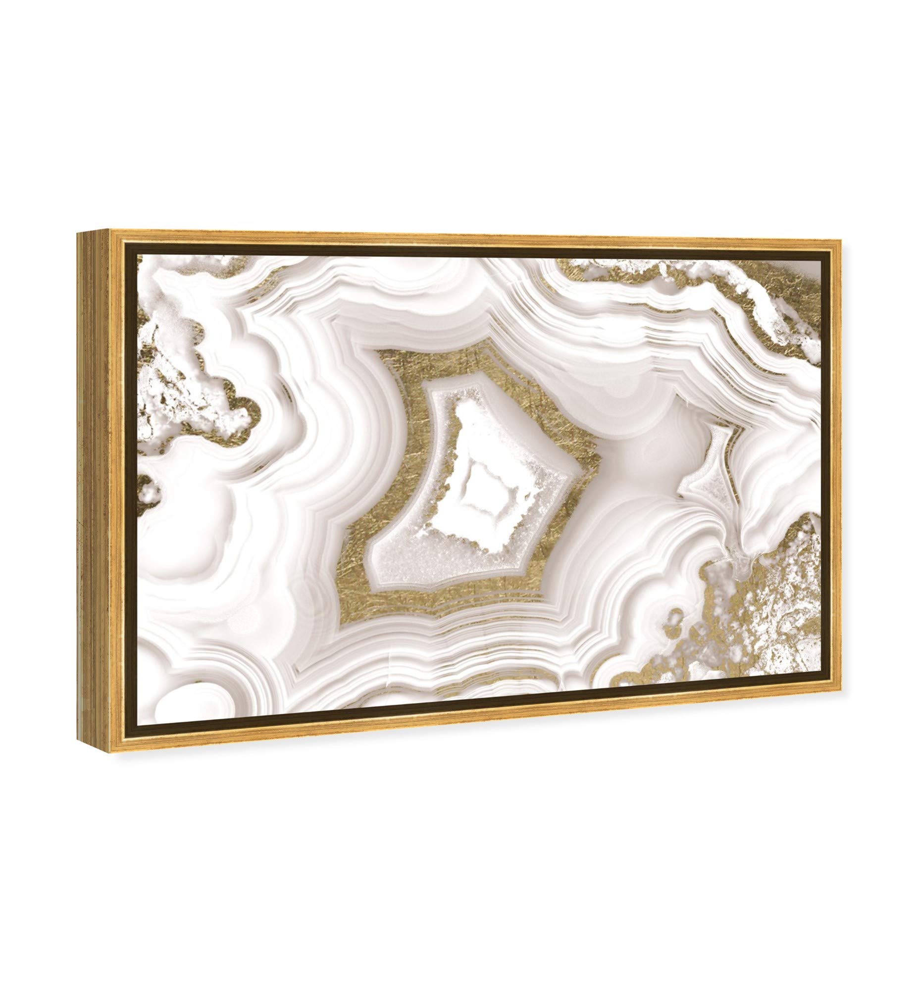 Oliver Gal Artist Co. Abstract Framed Wall Art Canvas Print - 'AdoreGeo Luxe' Crystal Design in Gold & White, 16x24 Inches - Elegant Home Décor for Living Room, Bedroom & Office