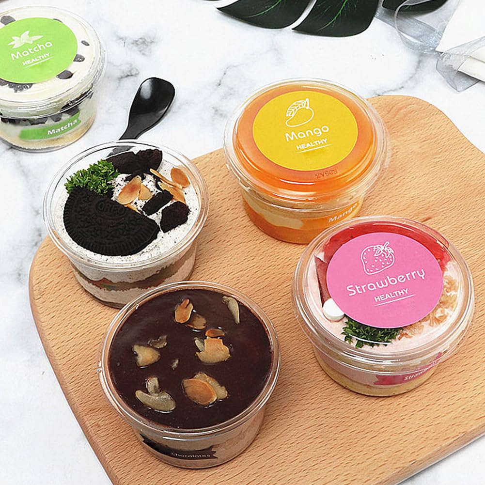 100 Pcs 8oz Disposable Plastic Cups with Lids - Clear Snack Bowls for Ice Cream, Desserts, Takeout Food | Perfect for Parties, Picnics, Cafes & Home Use