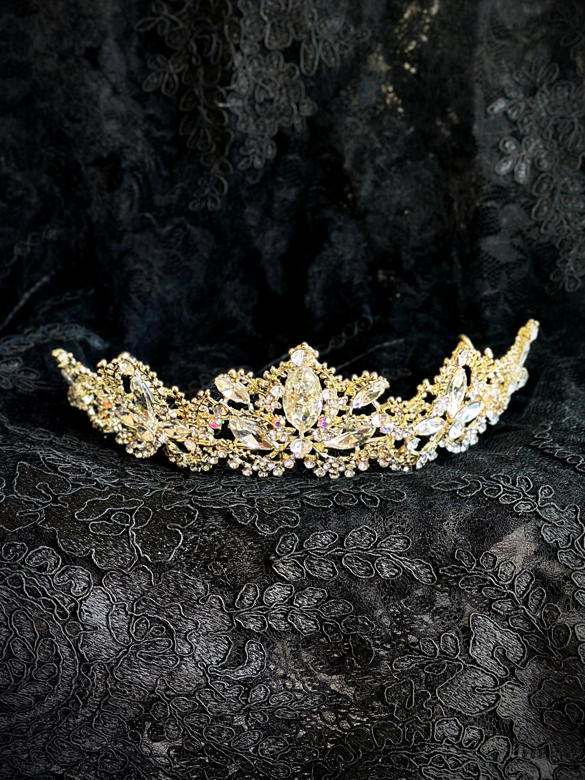 Opaline Tiara Gold - Elegant Crystal Crown for Brides, Prom, Pageants & Special Occasions