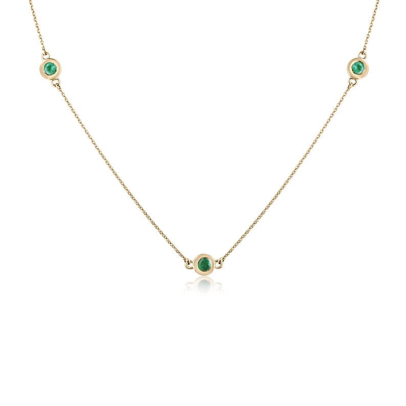 0.80tcw 14K Natural Emerald Round Cut Gold Chain Necklace - Elegant Jewelry for Women, Perfect for Weddings, Parties & Everyday Wear