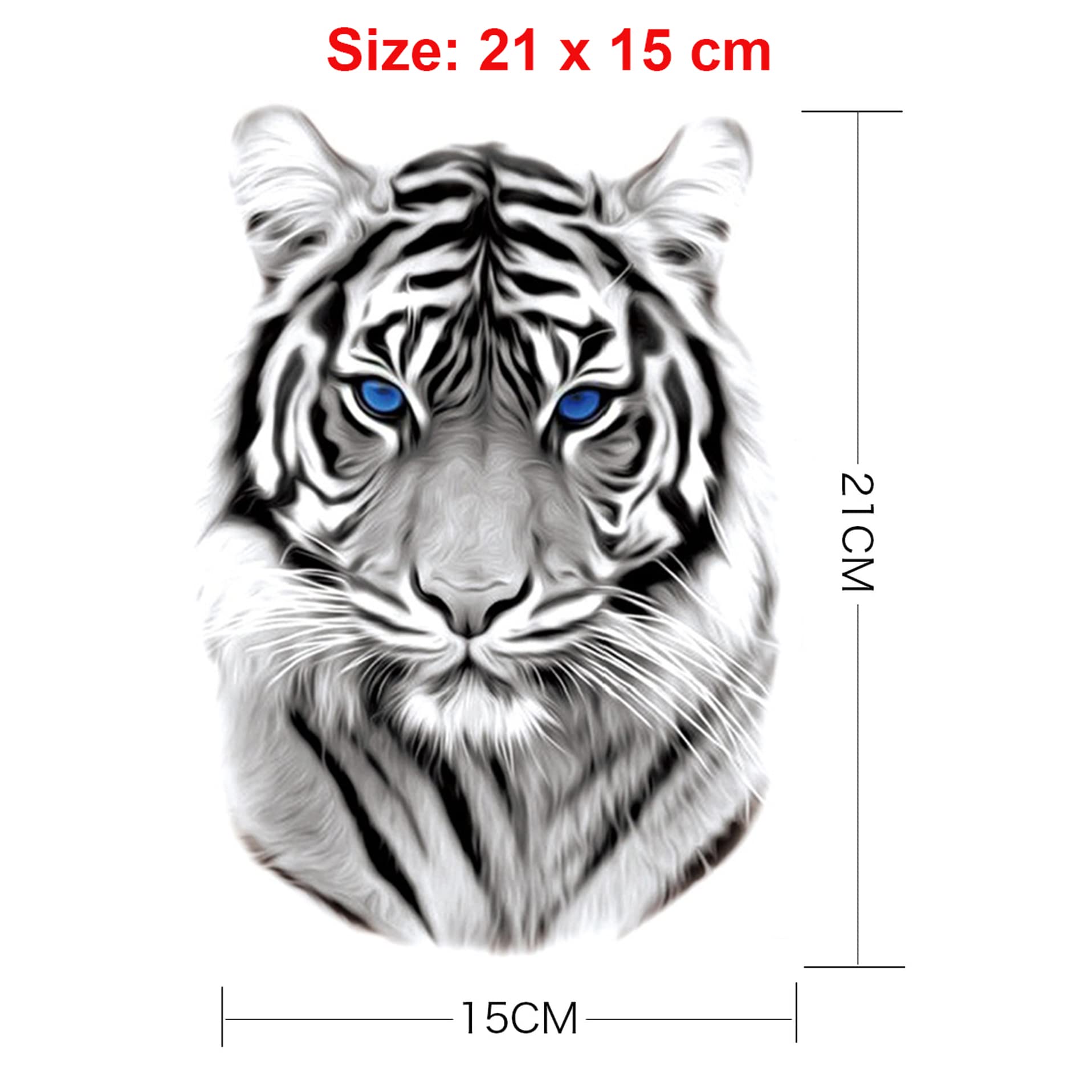Waterproof Temporary Tattoos - Stunning Tiger with Blue Eyes Design - Long Lasting Body Art for Men & Women - Perfect for Parties, Festivals and Special Occasions