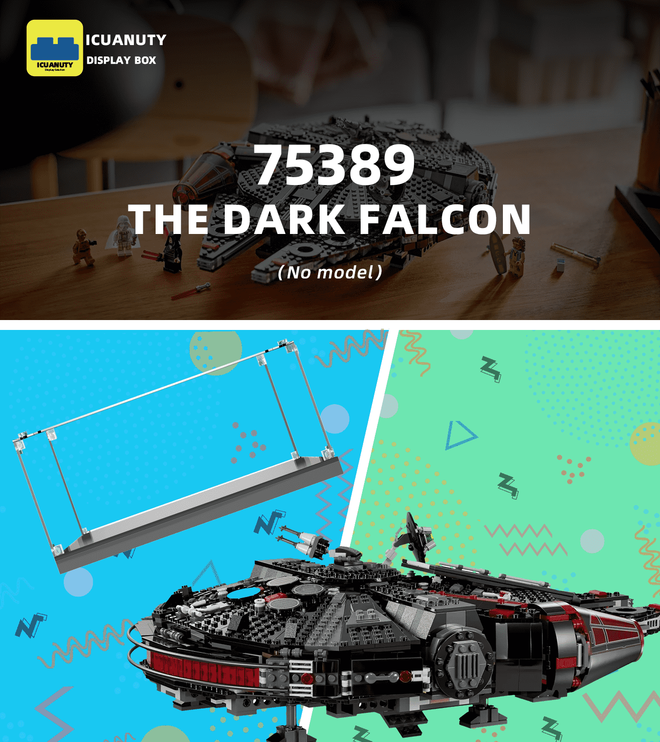 LEGO Star Wars The Dark Falcon 75389 Display Case - Premium Acrylic Showcase for Collectible Model | Perfect for Home Decor, Office Display & Gift for Star Wars Fans
