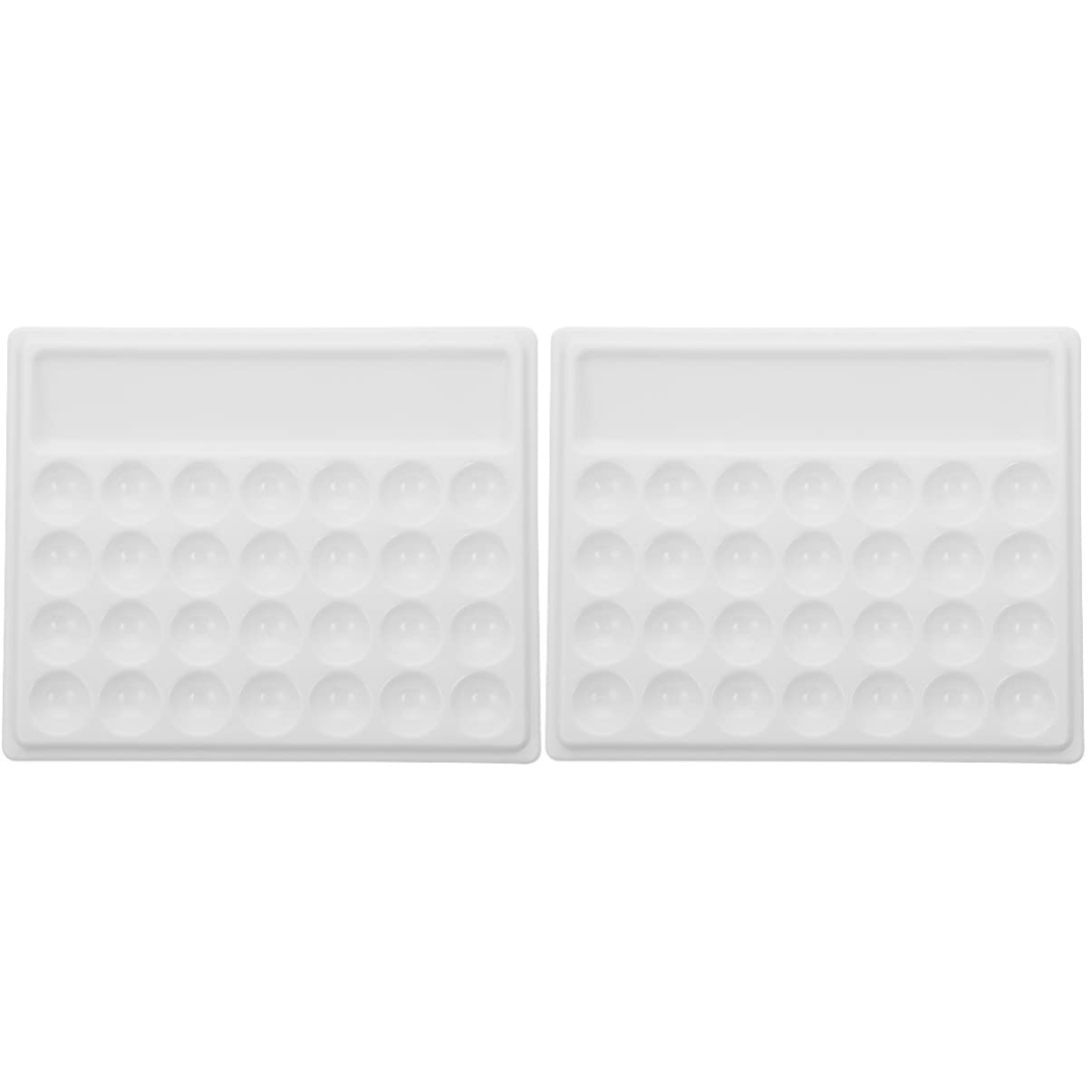 2-Pack Ceramic Paint Trays for Watercolor & Acrylic Painting - Artist Palette with Deep Wells, Non-Slip Base - Perfect for Studio, Classroom & DIY Art Projects