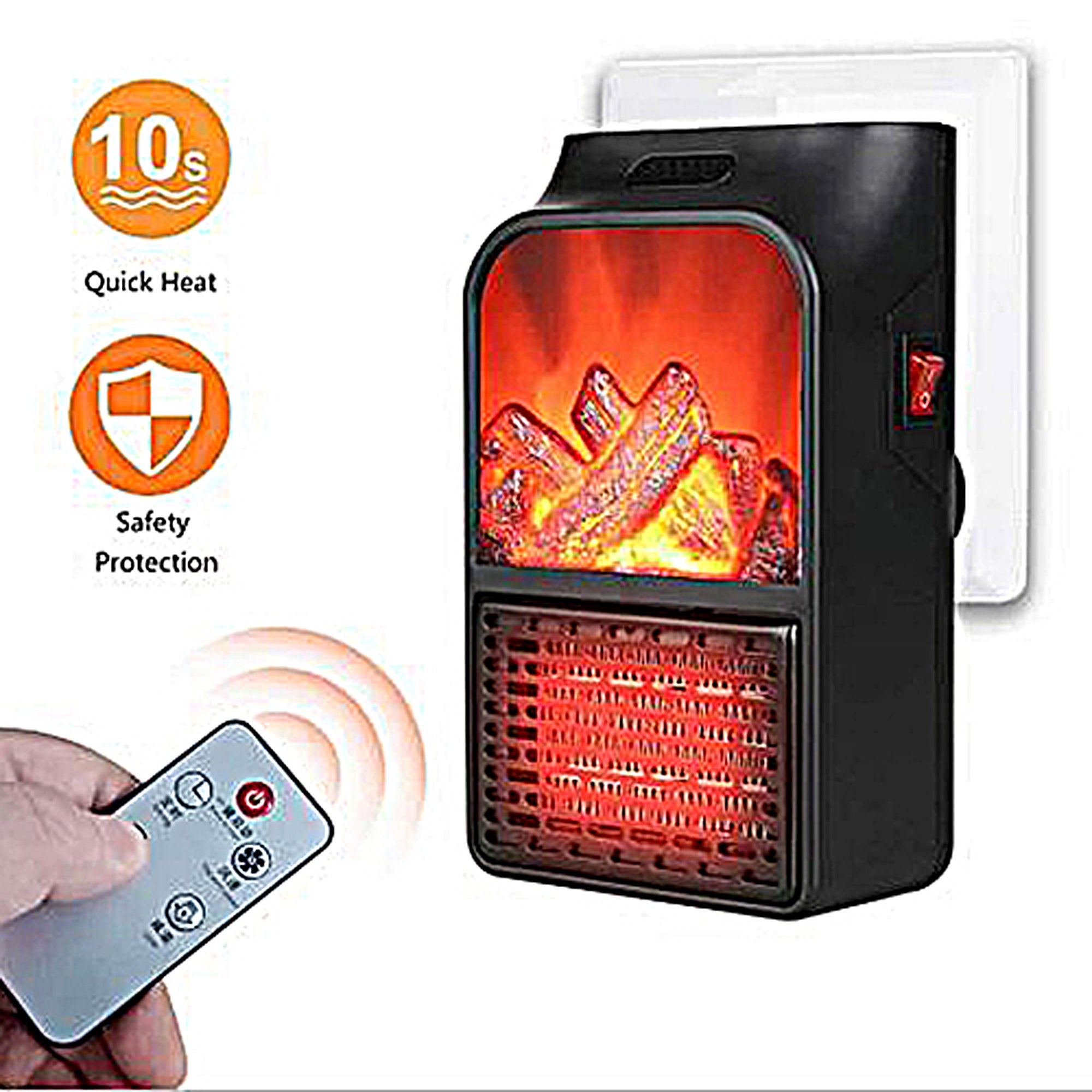 Insta Heater Flame - Portable Electric Space Heater with Adjustable Thermostat, Fast Heating for Home, Office & Indoor Use - Perfect for Winter, Bedroom & Small Rooms