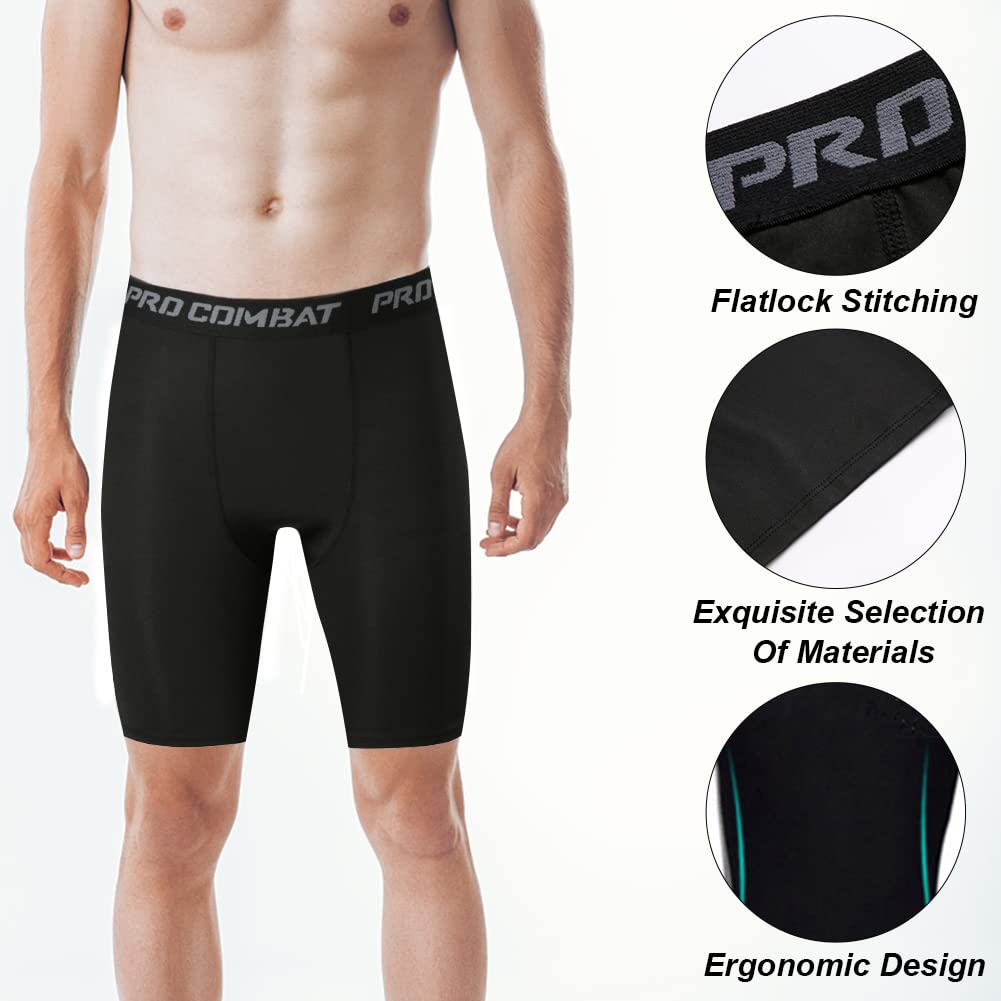 HYCOPROT Men's Compression Shorts - Breathable Quick Dry Workout Shorts for Running, Training & Gym - Moisture Wicking Athletic Base Layer for Sports & Active Lifestyle