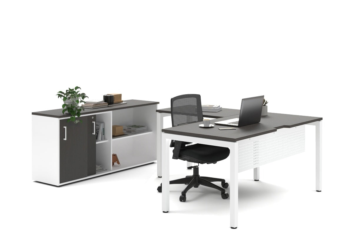 Quadro Square Legs L-Shaped Executive Desk with White Legs [1600L x 1700W] - Perfect for Home Office, Conference Rooms & Modern Workspaces