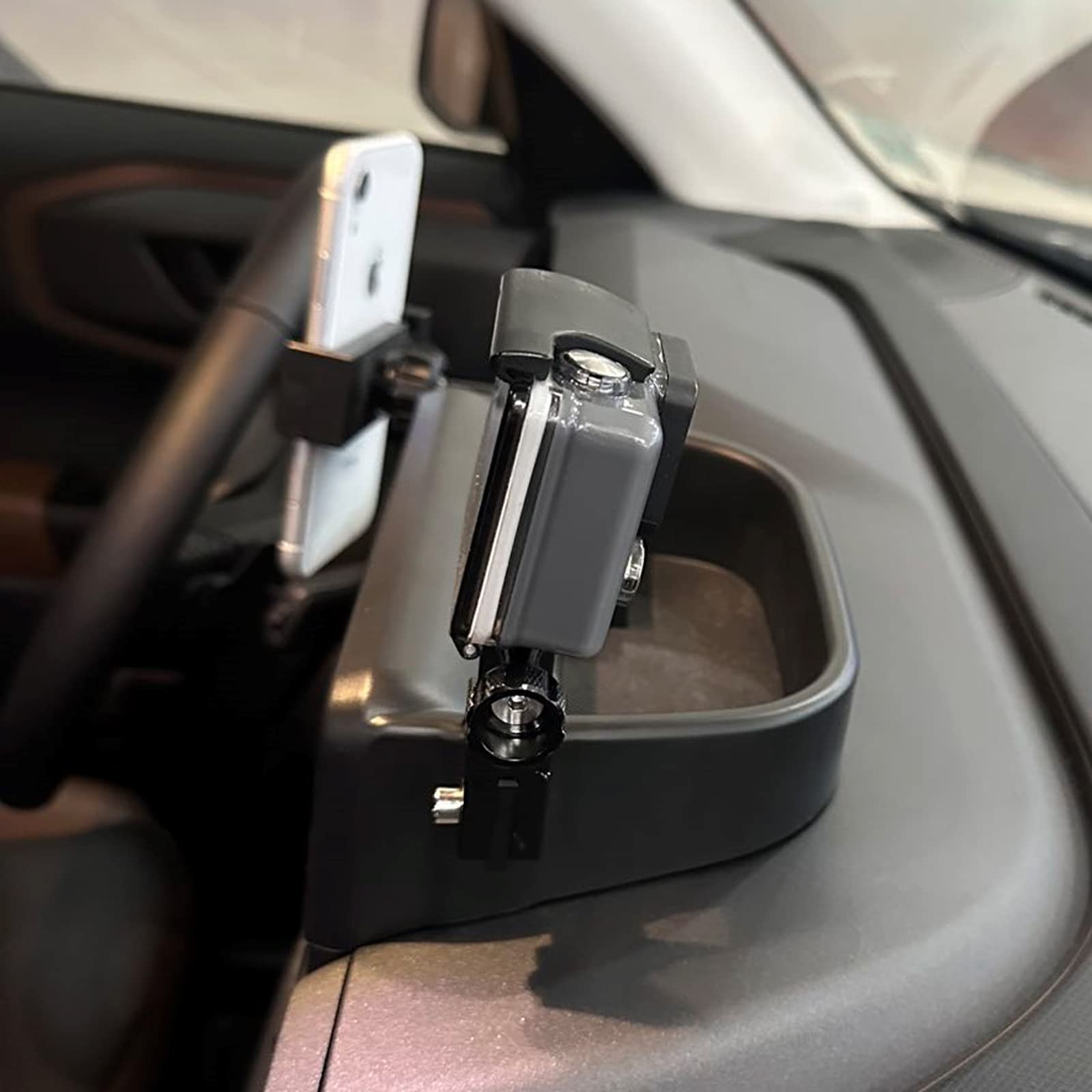 Ford Bronco Sport Phone Holder with Storage Box & Dashboard Tray - Universal Car Mount Stand for iPhone Samsung - Perfect for 2021-2025 Bronco Sport Models - Keep Phone Secure While Driving & Organize Small Items