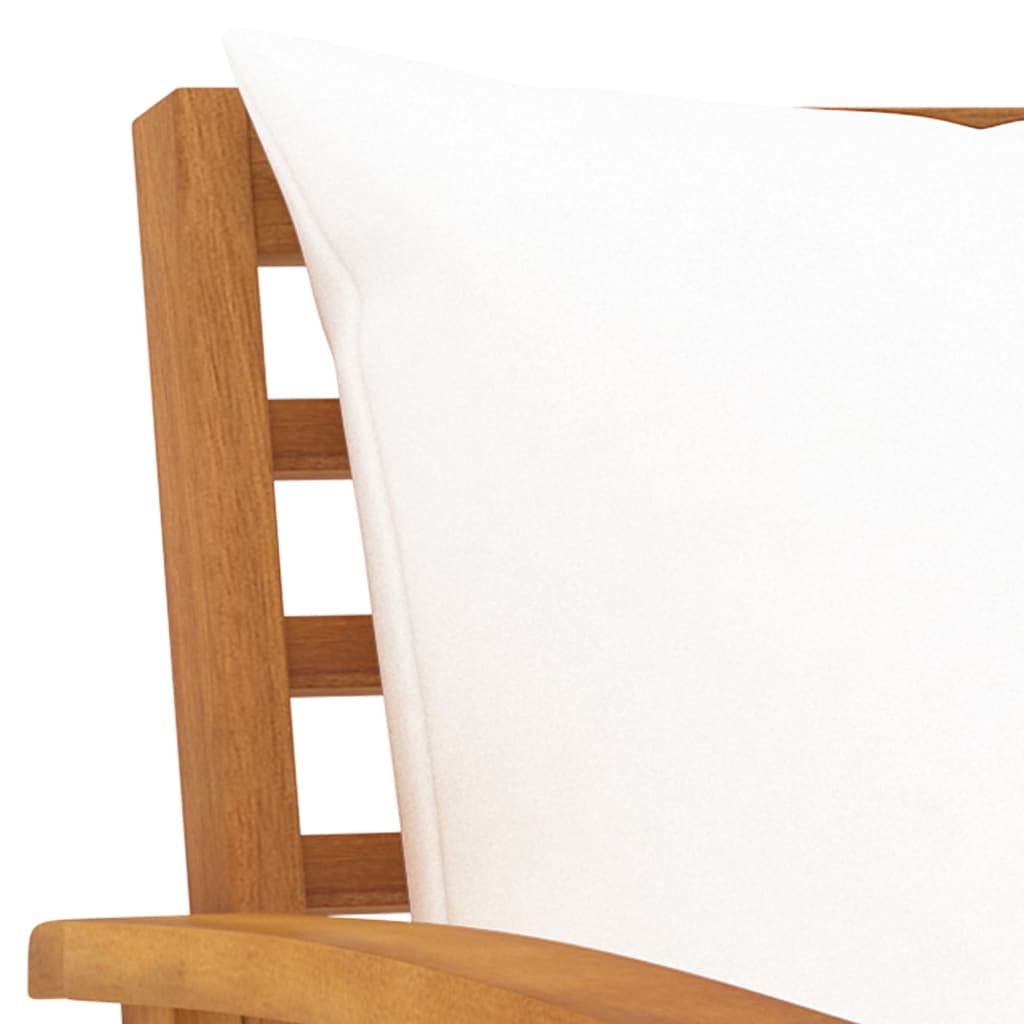2-Piece Acacia Wood Garden Chairs with Cream Cushions - Outdoor Patio, Balcony & Backyard Armchairs for Relaxing & Lounging