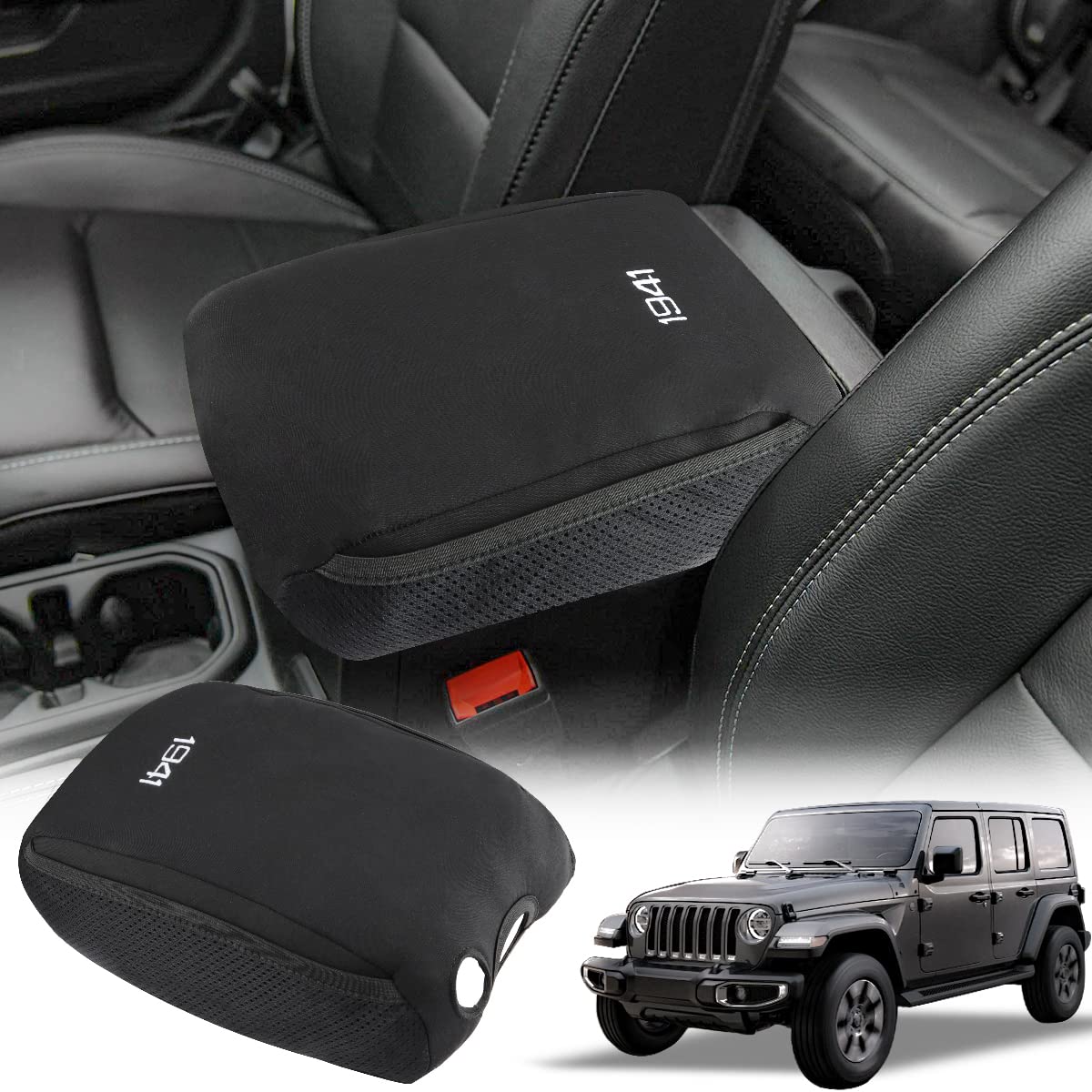 INTGET Car Center Console Cover for Jeep Gladiator & Wrangler JL/JLU (2018-2023 Models) - Armrest Pad Accessories for Sahara, Sport, Rubicon & Unlimited - Perfect for Road Trips & Off-Road Adventures