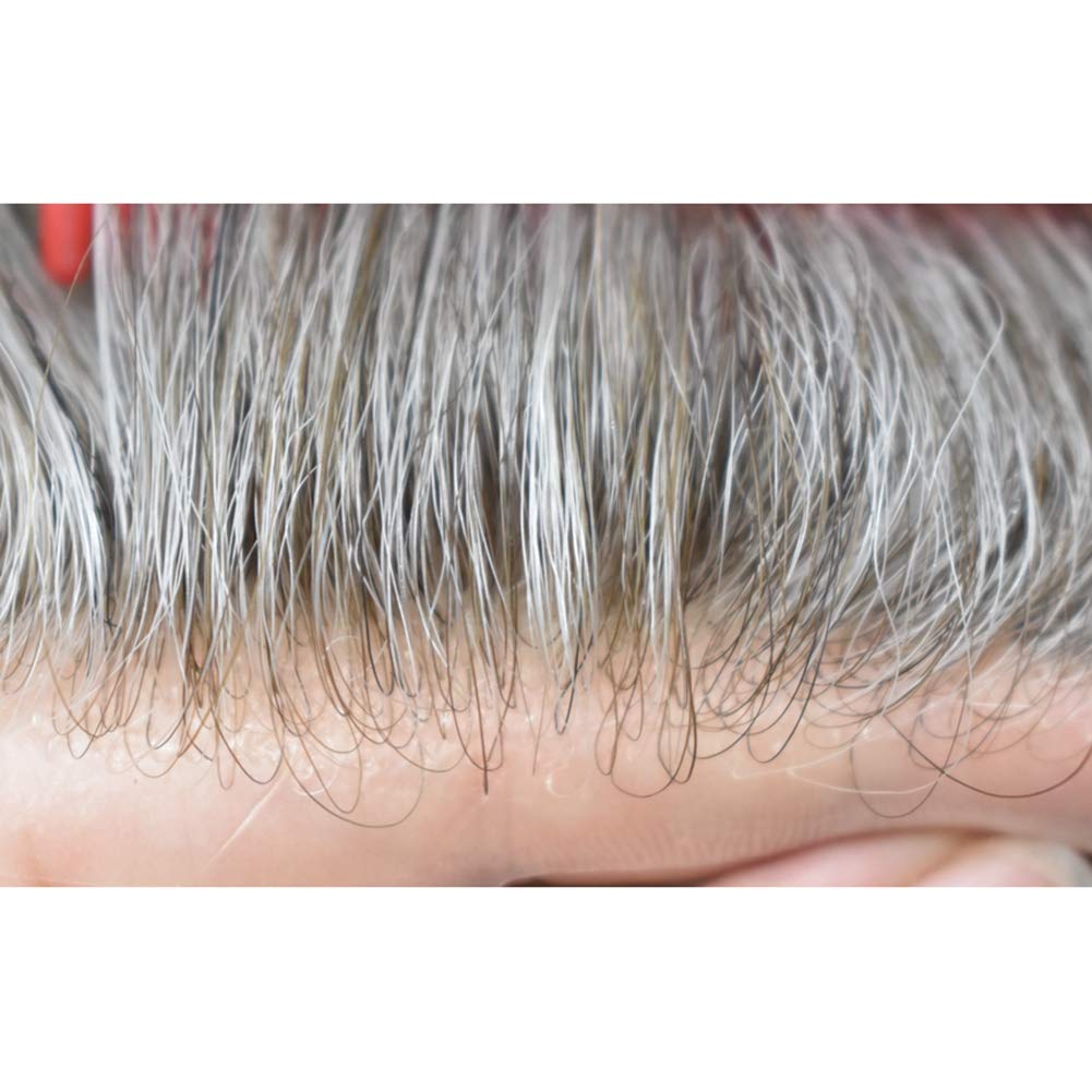 Natural Looking Men's Toupee with Human Hair - 0.04mm Super Thin Skin, V-looped Technology - 8