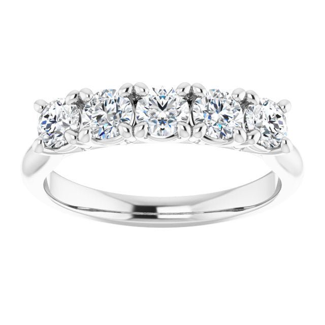 0.85 Carat Round Cut Diamond Wedding Band - 5 Stone Anniversary Ring for Women - Elegant Bridal Jewelry Gift for Wife, Engagement, Proposal & Special Occasions