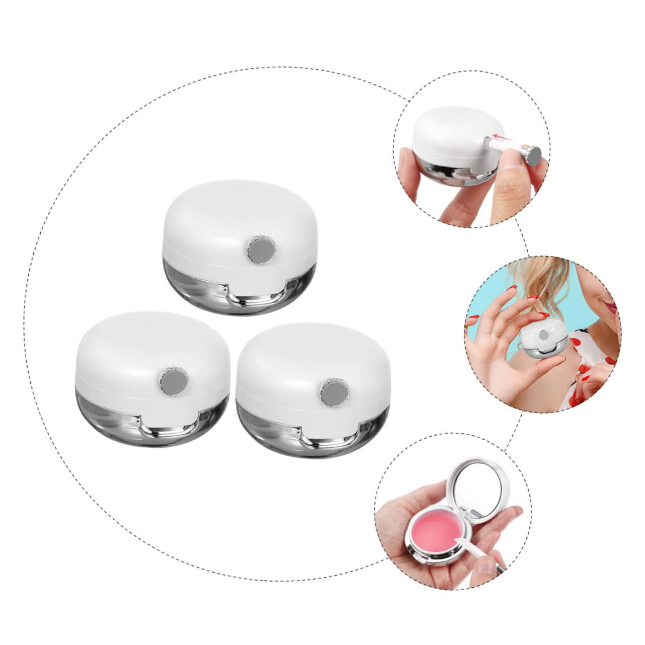 BIUDECO 3-Piece Mini Sample Jars with Lids - Portable Cosmetic Storage Containers for Travel, Makeup, Skincare & DIY Samples