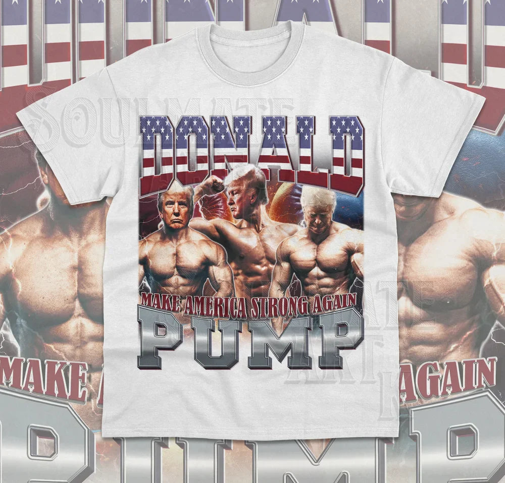 Donald Pump Gym T-Shirt - Funny Trump Election 2024 American Workout Tee - Perfect for Gym, Workouts & Political Humor