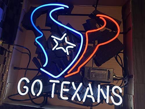 20x16in Houston Go Texan Neon Sign - Vintage Beer Bar Decor for Man Cave, Sports Pub & Home Bar - Energy Efficient LED Neon Light Lamp (CX146) - Perfect for Game Nights & Western-Themed Parties
