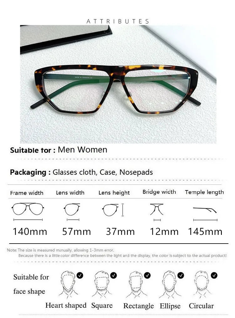 Aimee Unisex Full Rim Square Titanium Eyeglasses Frame - Lightweight Durable Eyewear for Men & Women - Perfect for Work, Reading & Fashion Accessories (Model 1181)