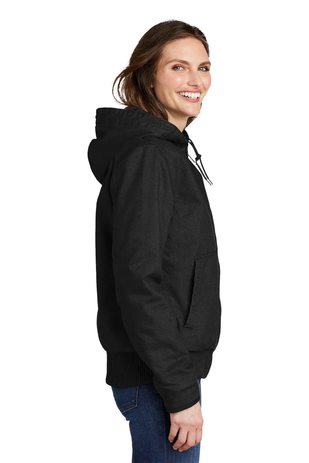 Carhartt Women's Washed Duck Custom Jacket - Black | Durable Workwear for Outdoor Activities, Construction & Farming