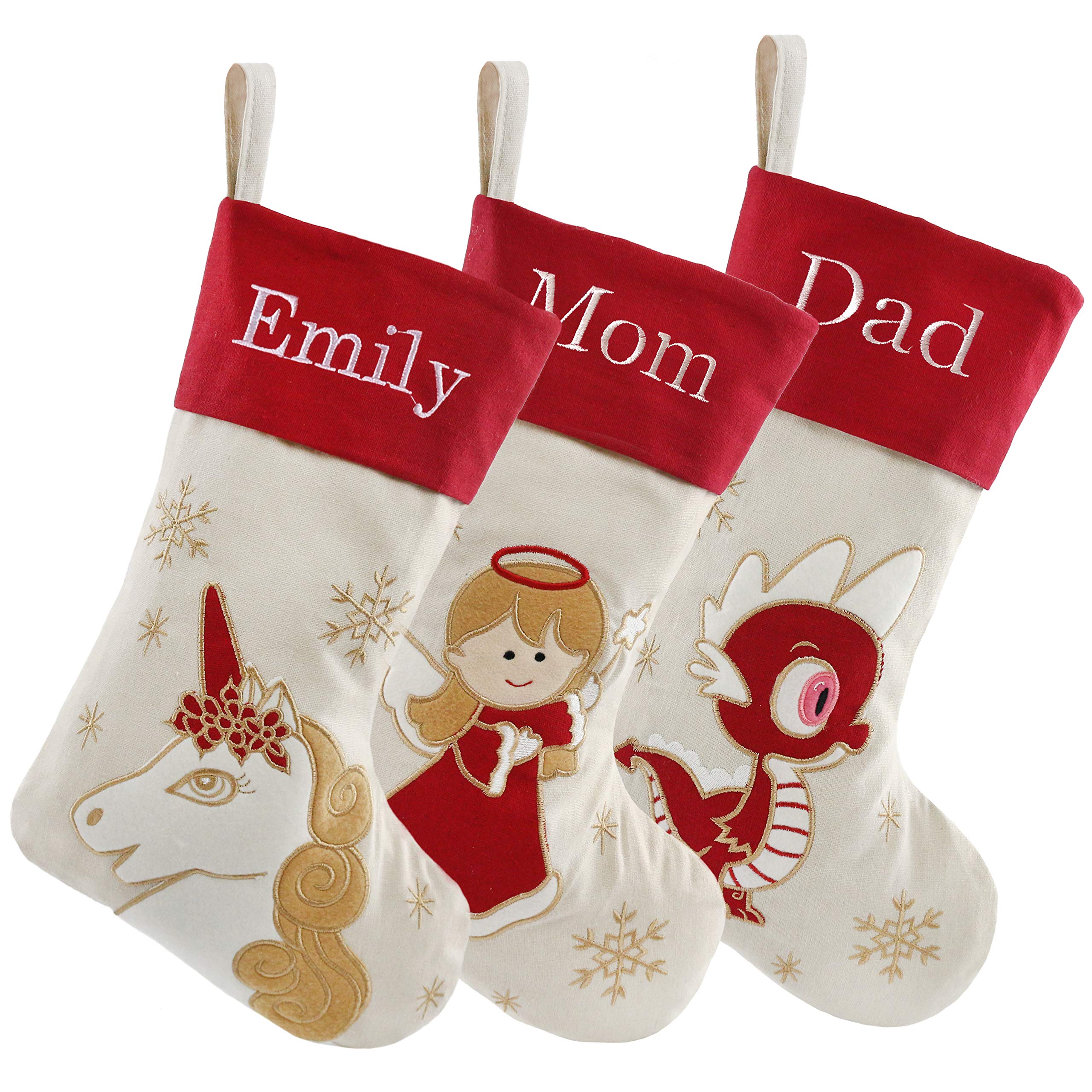 Custom Embroidered Unicorn Christmas Stockings - Personalized Holiday Decor for Girls, Xmas Tree Hanging Ornaments & Party Decorations | Perfect for Gift Giving, Christmas Celebrations & Festive Home Decor
