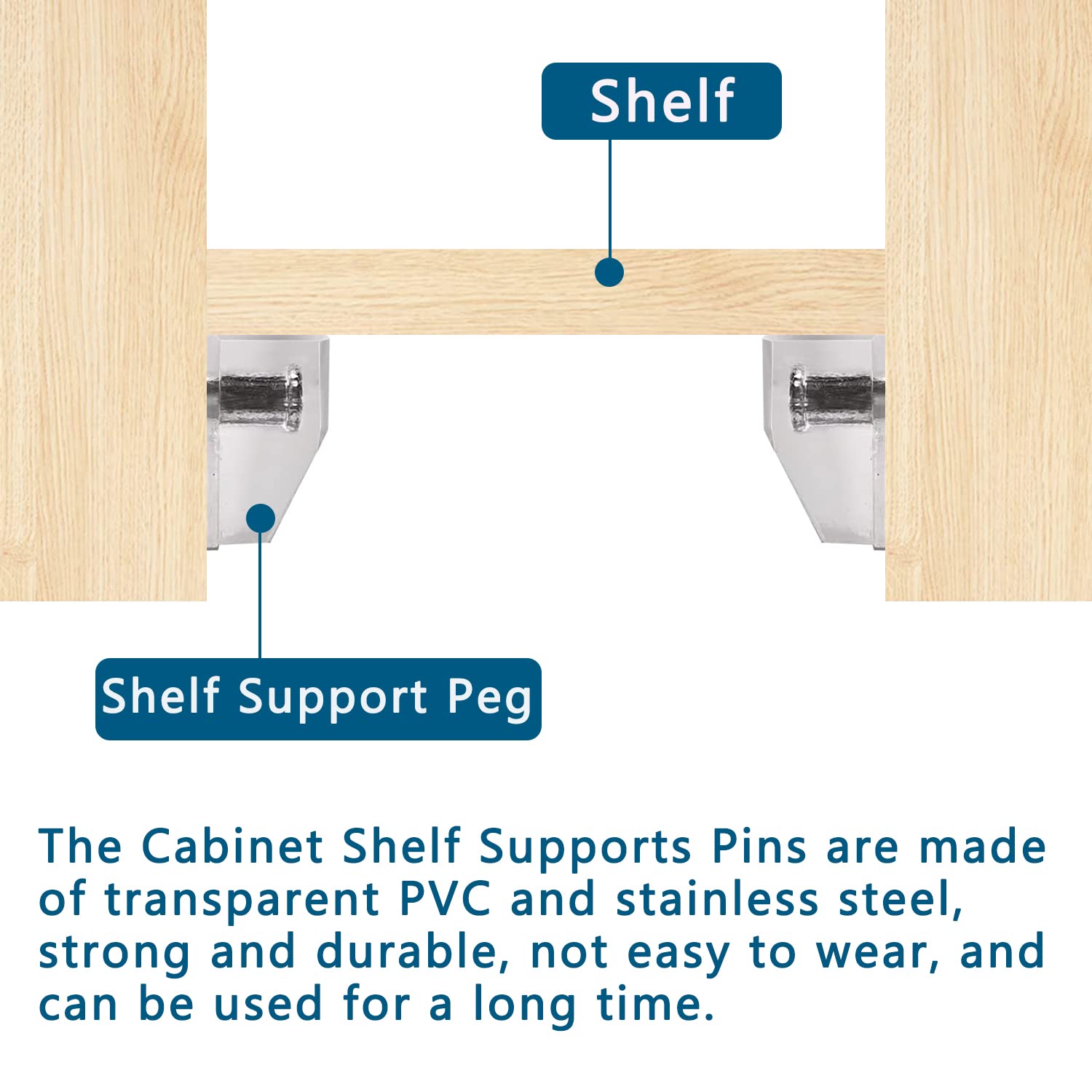Clear Plastic Shelf Support Pegs - 5mm Cabinet Shelf Pins (50 Pack) - Perfect for Kitchen Cabinets, Closet Organizers & DIY Storage Solutions