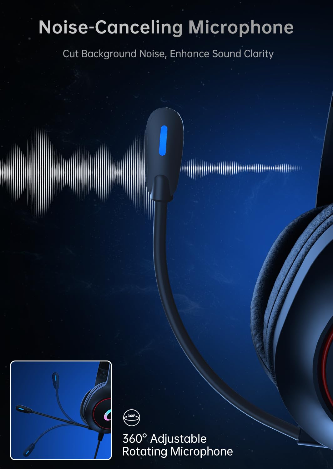 CM7002 Gaming Headset for PS5, PS4, PC, Mac, Nintendo Switch & Xbox Series X|S - RGB Surround Sound Headphones with Noise Cancelling Mic, 50mm Drivers & 3.5mm Jack (Black) - Perfect for Competitive Gaming, Streaming & Late-Night Sessions
