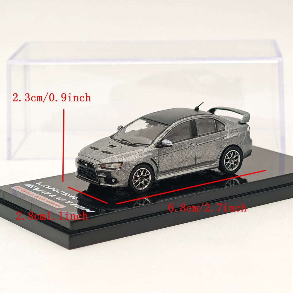1/64 Scale Mitsubishi Lancer Evolution X Final Edition Diecast Model Car - Gray with Carbon Roof | Collectible Hobby Japan Miniature Vehicle for Display & Racing Enthusiasts | Perfect for Car Collections, Diorama Scenes & Gift Giving